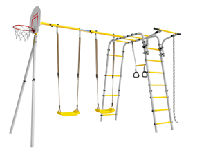 Детский спортивный комплекс для дачи ROMANA Акробат - 2 (желтый/серый). Тип качелей: пластиковые х 2