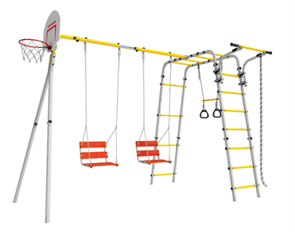 Детский спортивный комплекс для дачи ROMANA Акробат - 2 (желтый/серый). Тип качелей: цепные х 2