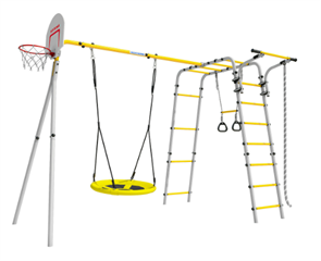 Детский спортивный комплекс для дачи ROMANA Акробат - 2 (желтый/серый). Тип качелей: гнездо