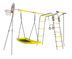 Детский спортивный комплекс для дачи ROMANA Акробат - 2 (желтый/серый). Тип качелей: лодка